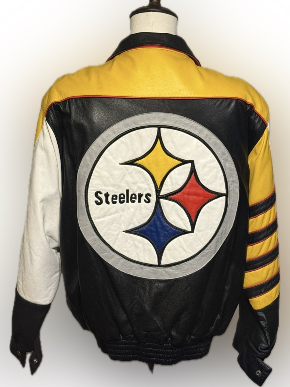 Jeff Hamilton Steelers Reversible Leather Jacket 90s Vintage Rare. Size XL